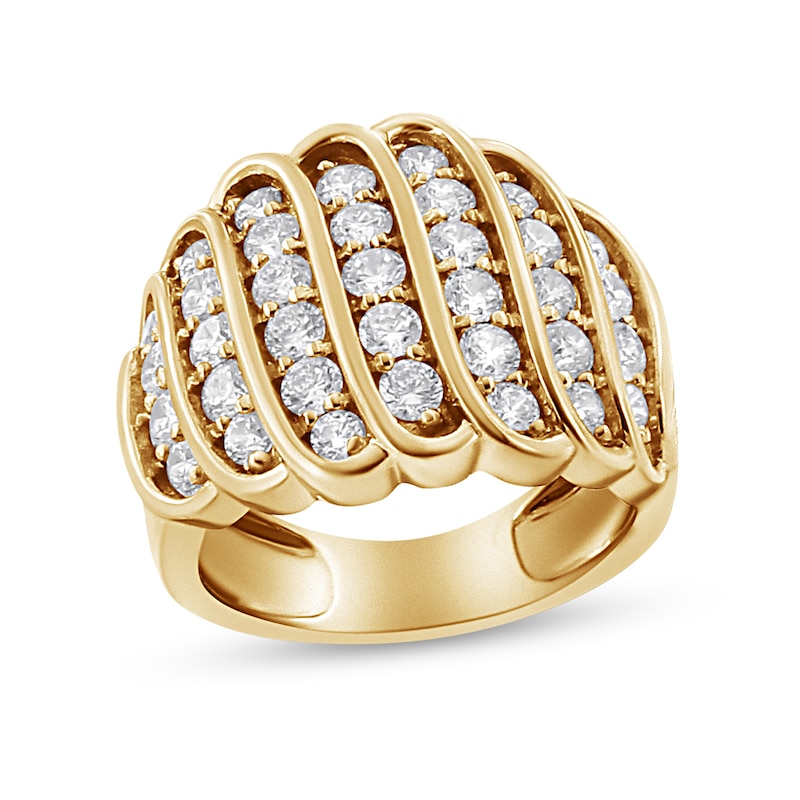 Main Image 1 of 2 CT. T.W. Diamond Multi-Row Waterfall Ring in Sterling Silver with 14K Gold Plate