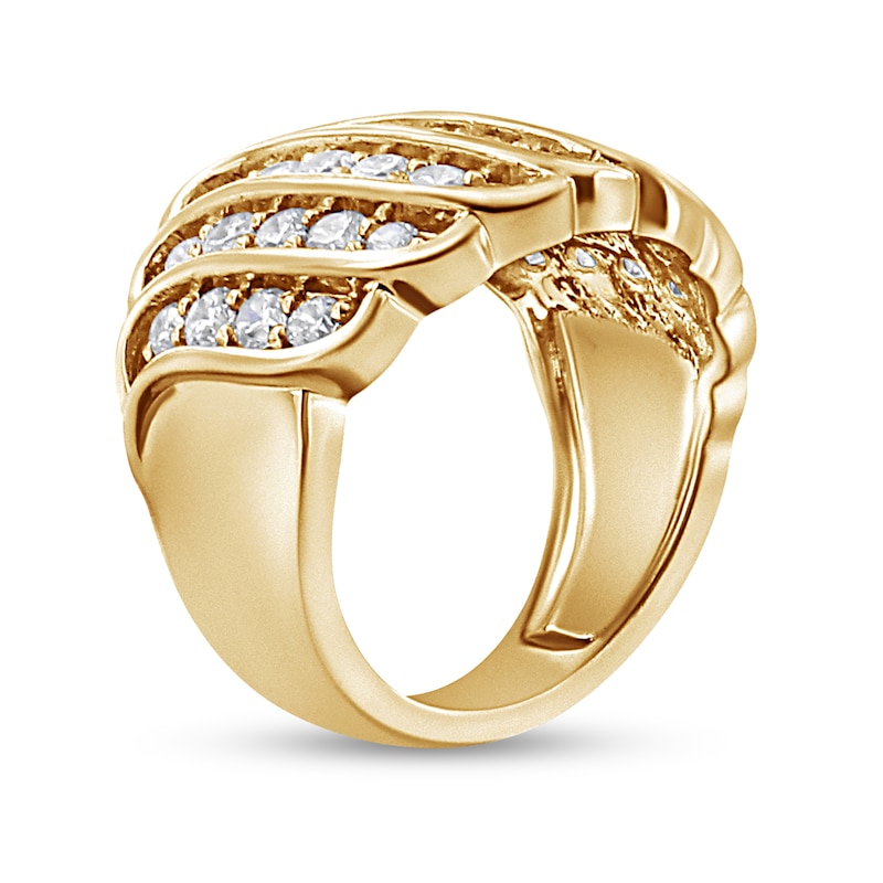 Main Image 2 of 2 CT. T.W. Diamond Multi-Row Waterfall Ring in Sterling Silver with 14K Gold Plate