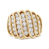 Thumbnail Image 3 of 2 CT. T.W. Diamond Multi-Row Waterfall Ring in Sterling Silver with 14K Gold Plate