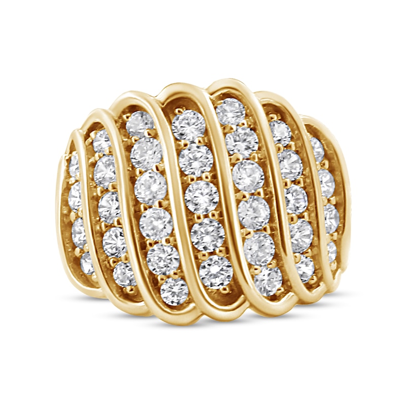 Main Image 3 of 2 CT. T.W. Diamond Multi-Row Waterfall Ring in Sterling Silver with 14K Gold Plate