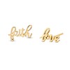 Thumbnail Image 0 of Cursive "faith" and "love" Mismatch Stud Earrings in 10K Gold