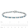 Thumbnail Image 4 of Baguette Swiss Blue Topaz and White Lab-Created Sapphire Alternating Line Bracelet in Sterling Silver - 7.25"
