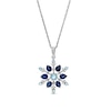 Thumbnail Image 1 of Swiss Blue Topaz and Pear-Shaped Blue Lab-Created Sapphire Snowflake Pendant in Sterling Silver