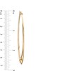 Four-Leaf with "X" Accent Double Oval Hoop Earrings in 10K Gold