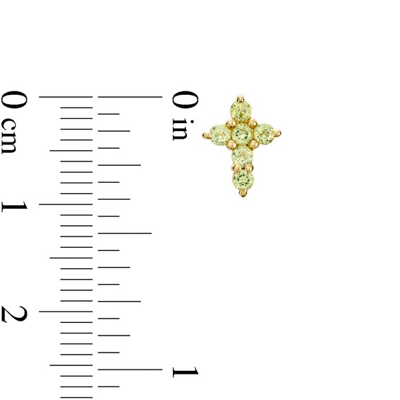 Peridot Mini Cross Stud Earrings in 10K Gold
