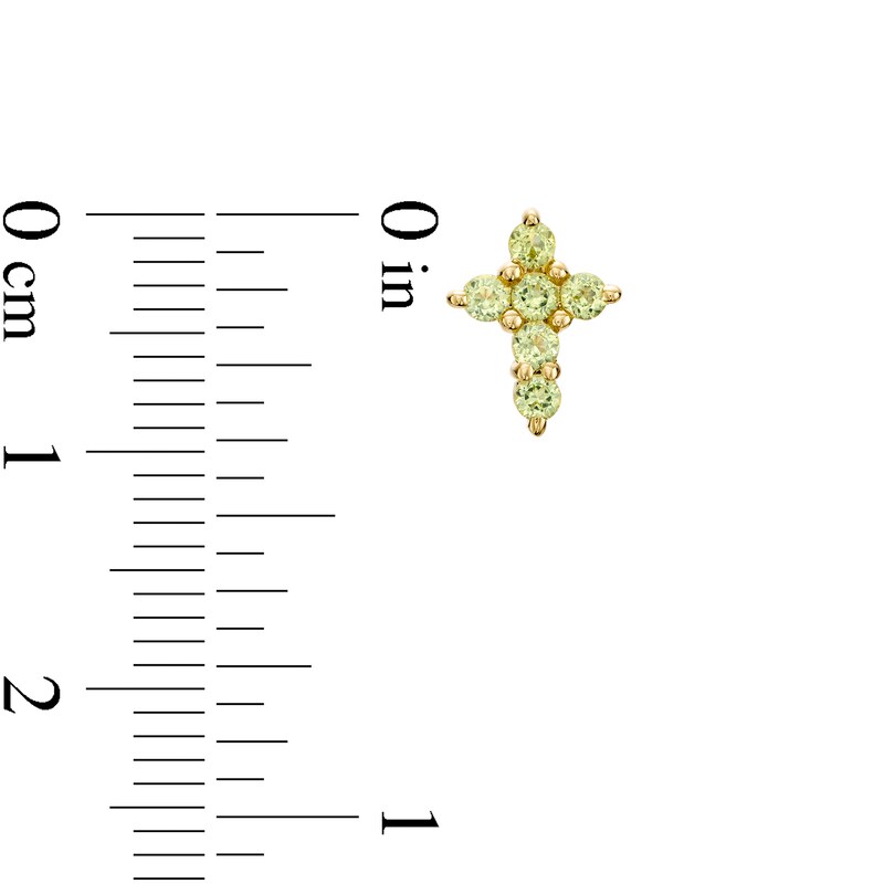 Main Image 3 of Peridot Mini Cross Stud Earrings in 10K Gold