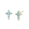 Thumbnail Image 1 of Swiss Blue Topaz Mini Cross Stud Earrings in 10K Gold