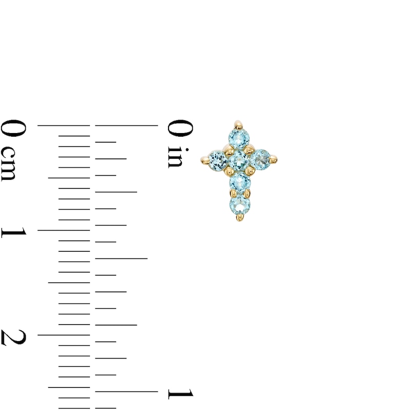 Main Image 3 of Swiss Blue Topaz Mini Cross Stud Earrings in 10K Gold
