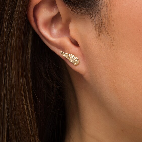 Angel Wings Stud Earrings in 10K Gold