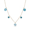 Thumbnail Image 1 of Swiss, London and Sky Blue Topaz Alternating Dangle Station Necklace in 10K Gold