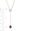 Thumbnail Image 4 of Pear-Shaped Rhodolite Garnet and 1/10 CT. T.W. Diamond Open Rhombus "Y" Necklace in 10K Gold