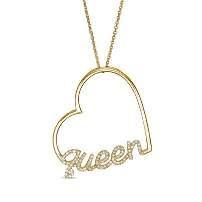 Serena Williams Jewelry 1 5 Ct T W Diamond Heart Queen Pendant In 10k Gold Zales