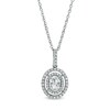 Thumbnail Image 1 of Oval White Lab-Created Sapphire Pendant in Sterling Silver