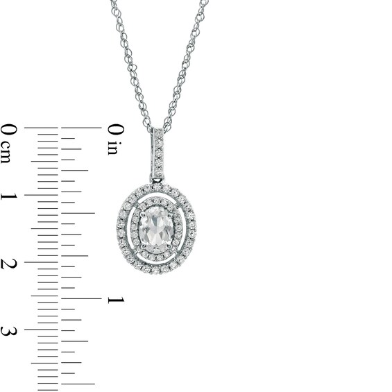 Oval White Lab-Created Sapphire Pendant in Sterling Silver