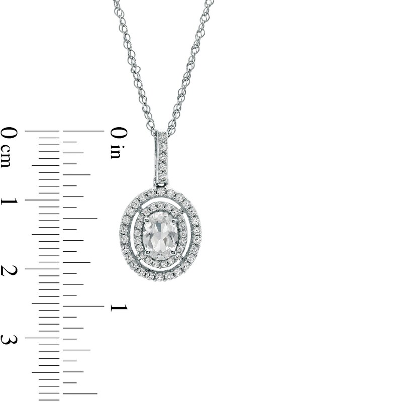 Main Image 3 of Oval White Lab-Created Sapphire Pendant in Sterling Silver