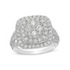 Thumbnail Image 1 of 2 CT. T.W. Cushion-Shaped Multi-Diamond Double Frame Split Shank Ring in 10K White Gold