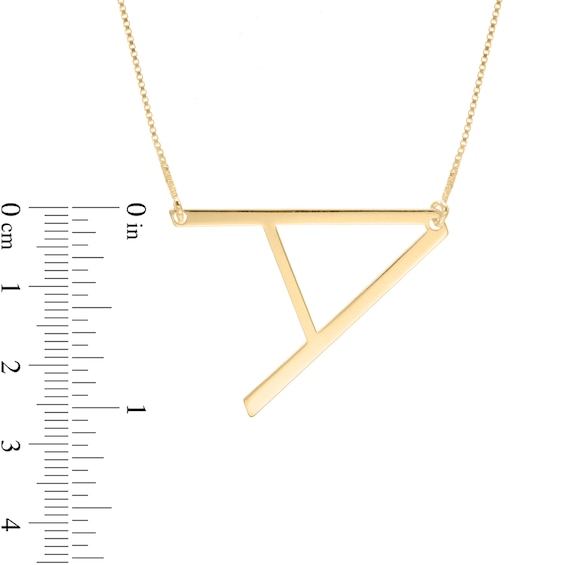 Sideways Uppercase Block Initial Necklace in 10K Gold Over Silver (1 Letter)