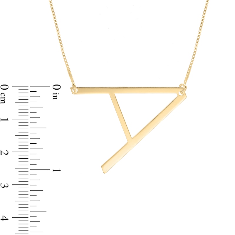 Sideways Uppercase Block Initial Necklace in 10K Gold Over Silver (1 Letter)