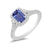 Thumbnail Image 1 of Enchanted Disney Ariel Blue Tanzanite and 3/8 CT. T.W. Diamond Frame Split Shank Engagement Ring in 14K White Gold