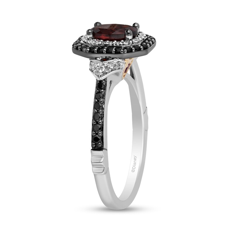 Main Image 2 of Enchanted Disney Villains Garnet and 1/2 CT. T.W. Black and White Diamond Engagement Ring in 14K Two-Tone Gold