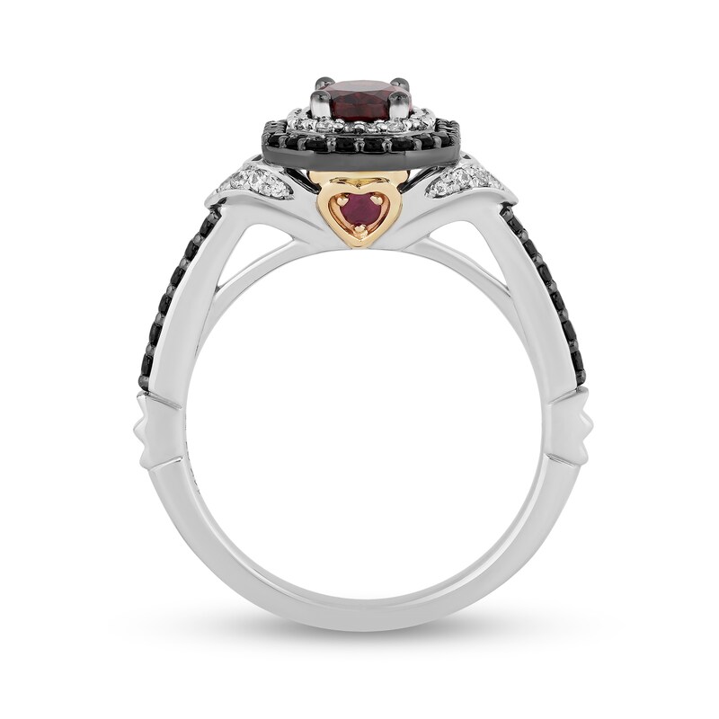 Main Image 3 of Enchanted Disney Villains Garnet and 1/2 CT. T.W. Black and White Diamond Engagement Ring in 14K Two-Tone Gold