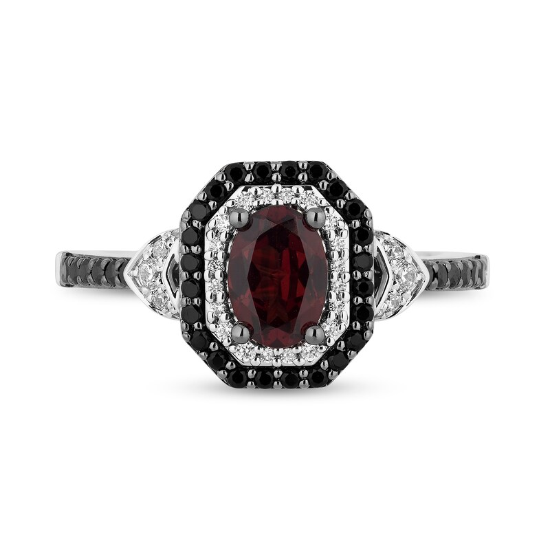 Main Image 4 of Enchanted Disney Villains Garnet and 1/2 CT. T.W. Black and White Diamond Engagement Ring in 14K Two-Tone Gold