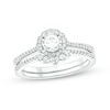 Thumbnail Image 1 of 1/2 CT. T.W. Diamond Frame Vintage-Style Flower Bridal Set in 10K White Gold (I/I2)