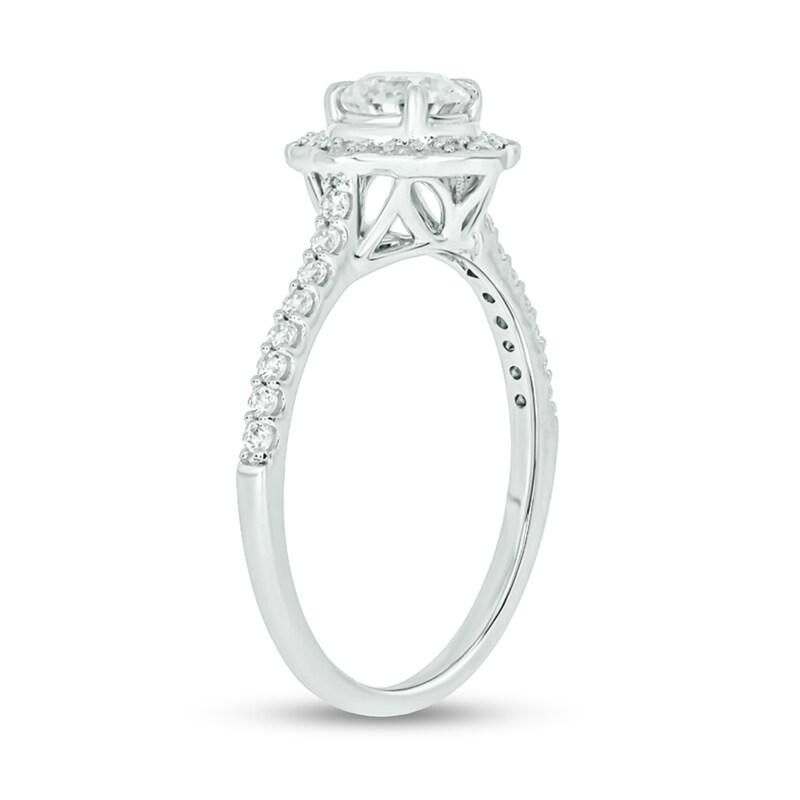 Main Image 2 of 3/4 CT. T.W. Diamond Frame Vintage-Style Flower Engagement Ring in 14K White Gold (I/I2)
