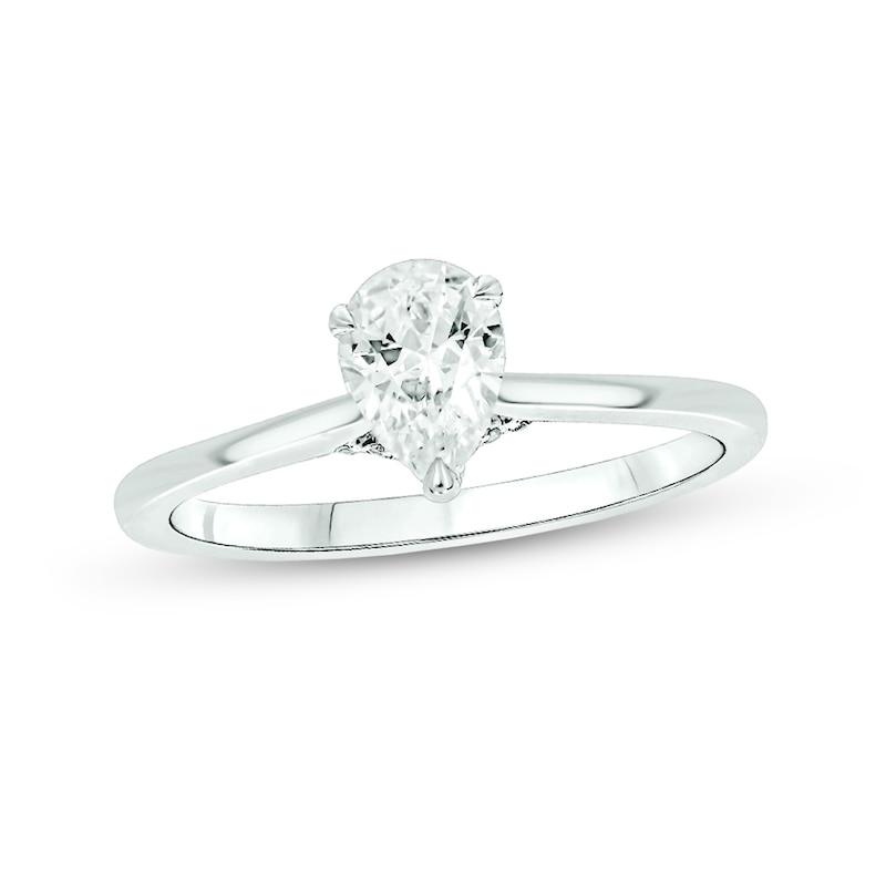 Main Image 1 of 1/2 CT. T.W. Pear-Shaped Diamond Solitaire Engagement Ring in 14K White Gold (I/I2)
