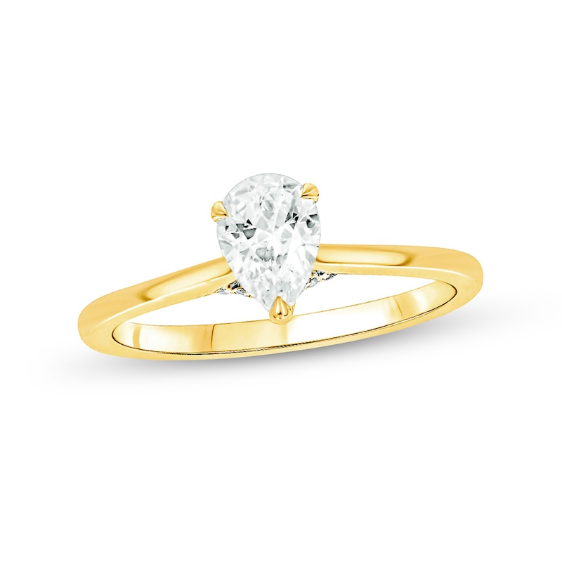 Main Image 1 of 1/2 CT. T.W. Pear-Shaped Diamond Solitaire Engagement Ring in 14K Gold (I/I2)