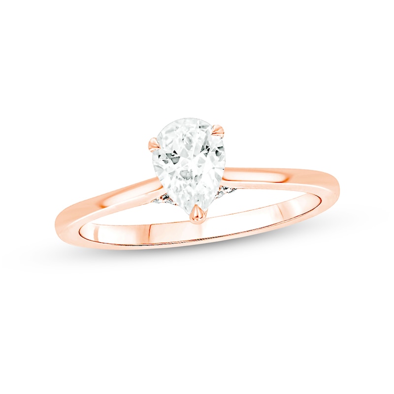 Main Image 1 of 1/2 CT. T.W. Pear-Shaped Diamond Solitaire Engagement Ring in 14K Rose Gold (I/I2)