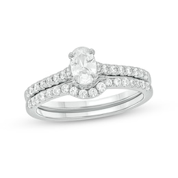 1 CT. T.W. Oval Diamond Bridal Set in 14K White Gold (I/I2)