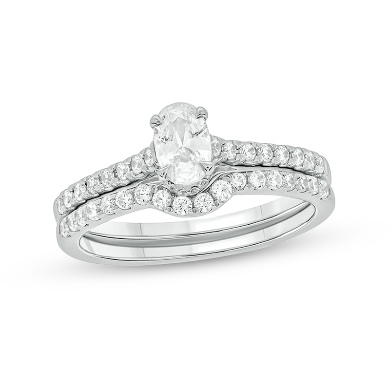 Main Image 1 of 1 CT. T.W. Oval Diamond Bridal Set in 14K White Gold (I/I2)