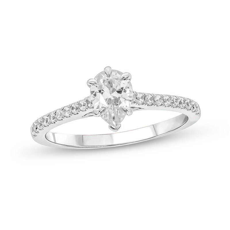 3/4 CT. T.W. Pear-Shaped Diamond Engagement Ring in 14K White Gold (I ...