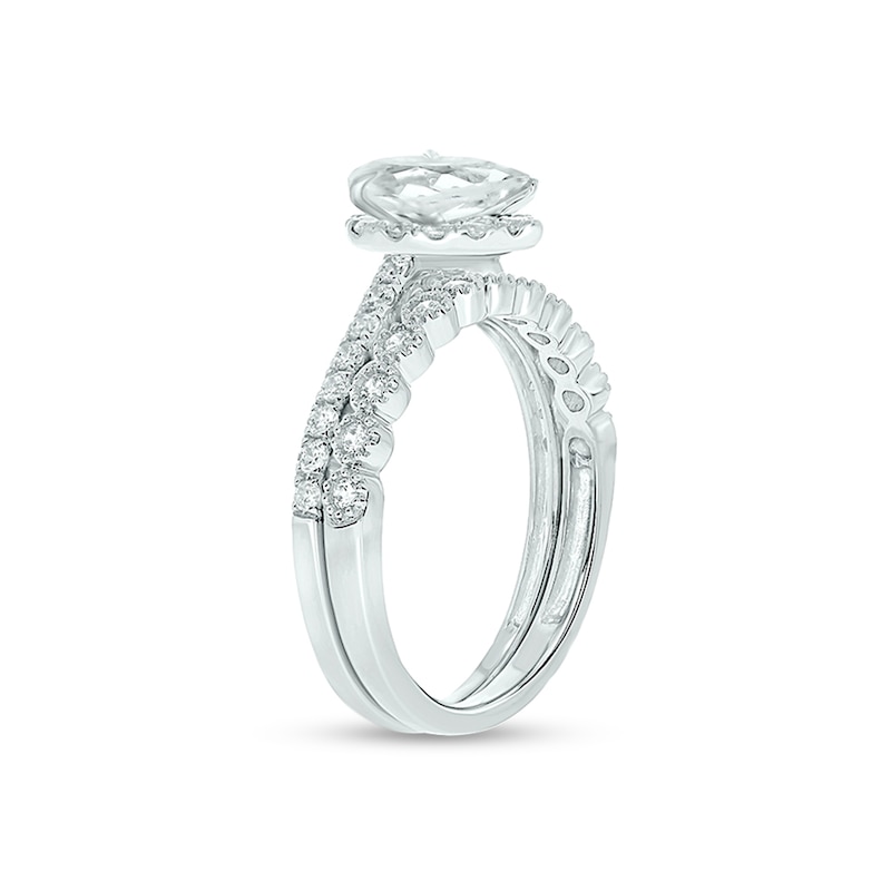 Main Image 2 of 1 CT. T.W. Pear-Shaped Diamond Frame Bridal Set in 14K White Gold (I/I2)