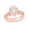 Thumbnail Image 1 of 1 CT. T.W. Pear-Shaped Diamond Double Frame Vintage-Style Bridal Set in 10K Rose Gold (I/I2)