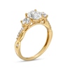 Thumbnail Image 2 of Pear-Shaped White Lab-Created Sapphire and 1/10 CT. T.W. Diamond Vintage-Style Ring in 10K Gold