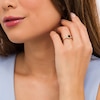 Thumbnail Image 2 of 5.0mm Cushion-Cut Black Sapphire and 1/10 CT. T.W. Diamond Frame Art Deco Vintage-Style Engagement Ring in 10K Gold
