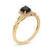 Thumbnail Image 3 of 5.0mm Cushion-Cut Black Sapphire and 1/10 CT. T.W. Diamond Frame Art Deco Vintage-Style Engagement Ring in 10K Gold