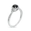 Thumbnail Image 3 of 5.0mm Black Sapphire and 1/10 CT. T.W. Diamond Framed Tri-Sides Vintage-Style Engagement Ring in 10K White Gold