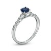 Thumbnail Image 2 of 5.0mm Blue Lab-Created Sapphire and Diamond Accent Cascade Shank Engagement Ring in Sterling Silver