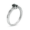 Thumbnail Image 2 of Oval Black Sapphire and 1/20 CT. T.W. Diamond Chain Link Shank Engagement Ring in Sterling Silver