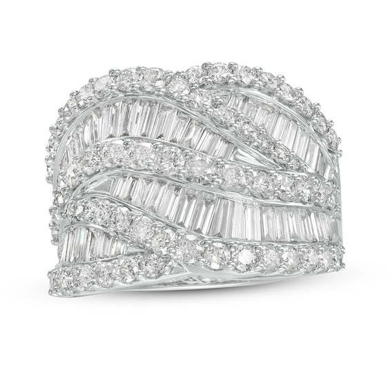 3 CT. T.w. Composite Diamond Multi-Row Crossover Ring in 10K White Gold