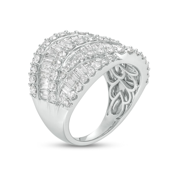 3 CT. T.w. Composite Diamond Multi-Row Crossover Ring in 10K White Gold