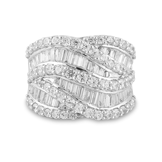 3 CT. T.w. Composite Diamond Multi-Row Crossover Ring in 10K White Gold