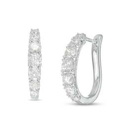 1-1/2 CT. T.W. Diamond Graduated Hoop Earrings in 10K White Gold