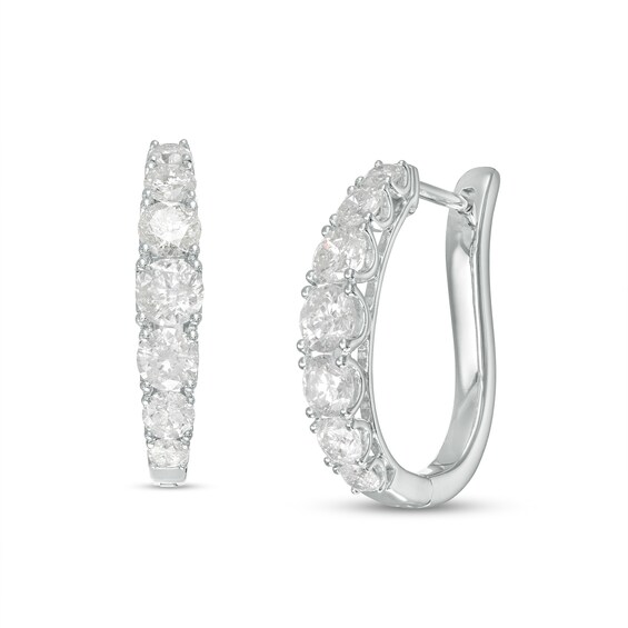 1-1/2 CT. T.w. Diamond Graduated Hoop Earrings in 10K White Gold
