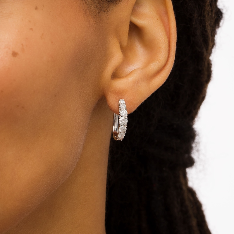 Main Image 2 of 1-1/2 CT. T.W. Diamond Graduated Hoop Earrings in 10K White Gold