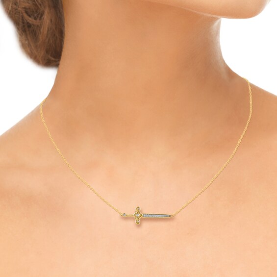 1/6 CT. T.w. Diamond Sword Necklace in 10K Gold