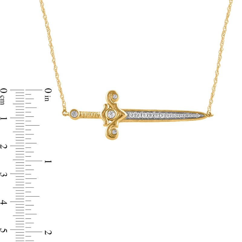 Main Image 3 of 1/6 CT. T.W. Diamond Sword Necklace in 10K Gold